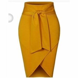 Gold Midi Bodycon Pencil Skirt